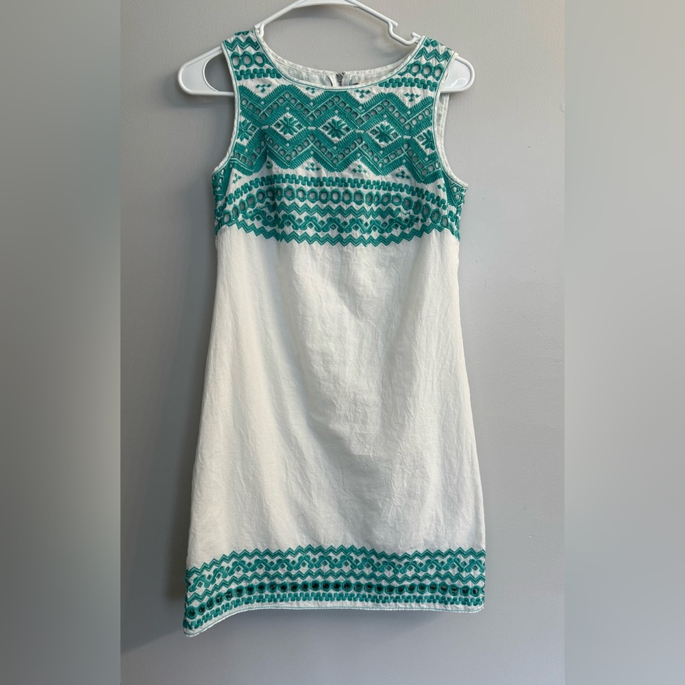 Chelsea & Violet Dress Boho Ivory Floral Turquoise Embroidered, Womens Size XS